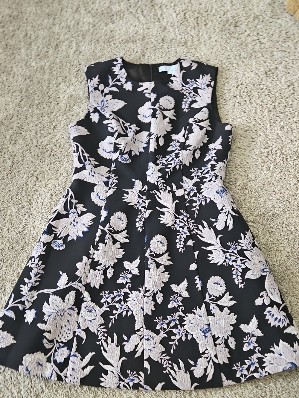 Hill House Black Floral Embroidered Fit And Flare Mini Dress S